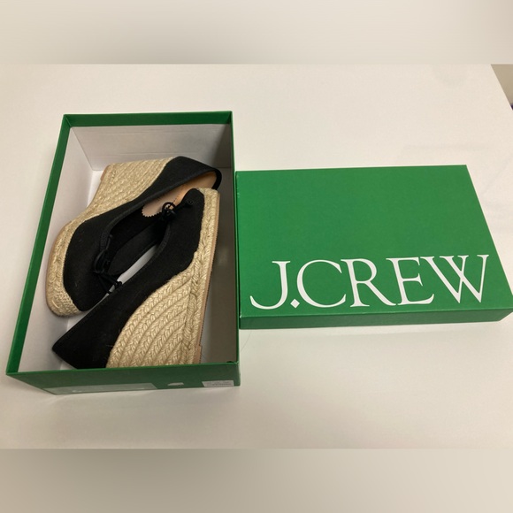 J.Crew Seville Made-in-Spain Espadrille Wedges - Black (NEW) - Picture 5 of 7